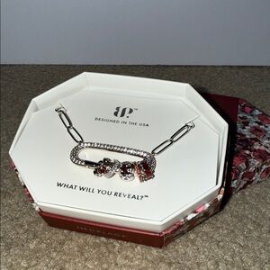 Chic Silver and Red Women's Necklace